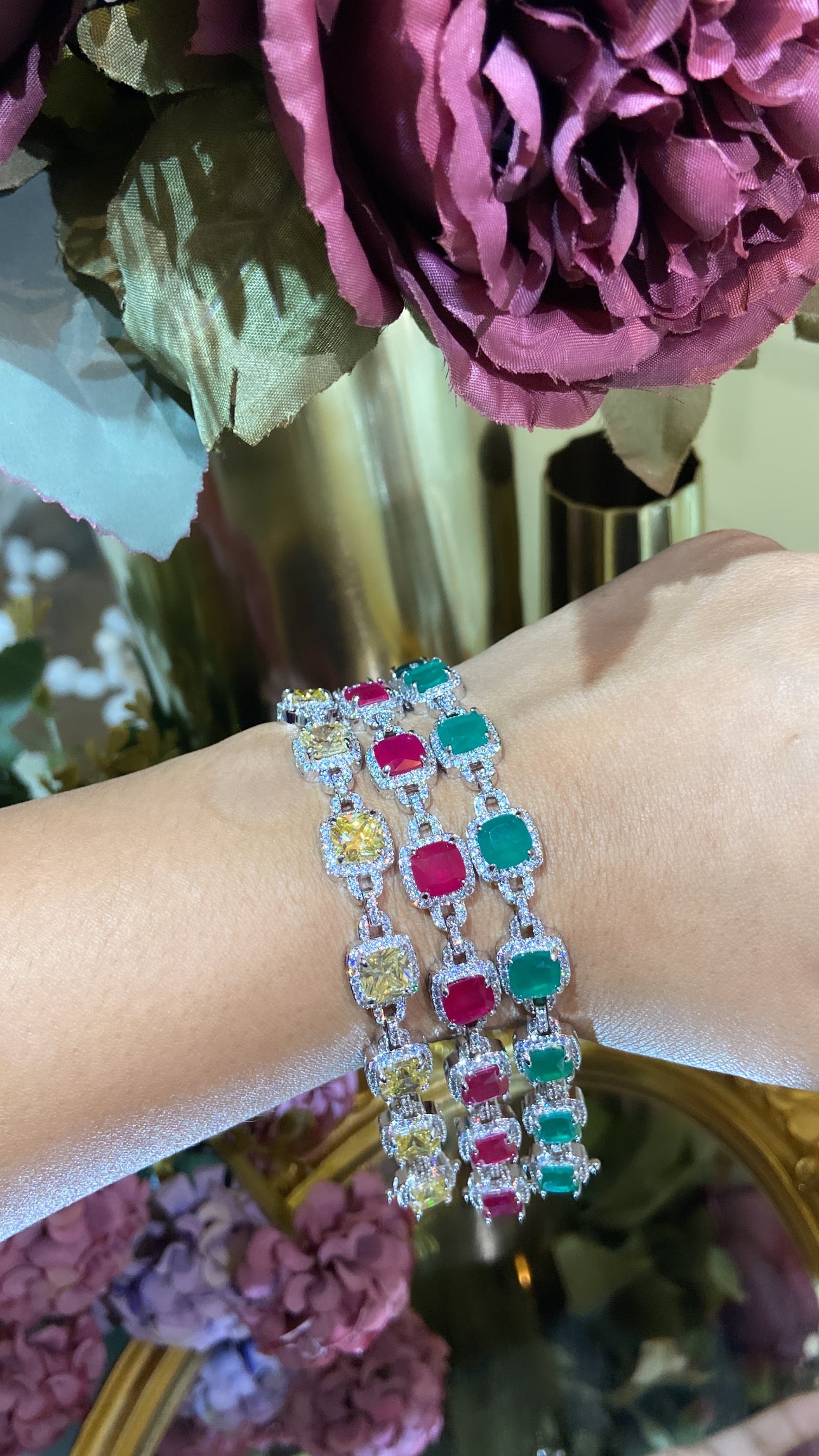 Square Linked Tennis Bracelet