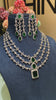 3 LINE EMERALD DOUBLET DIAMOND SET