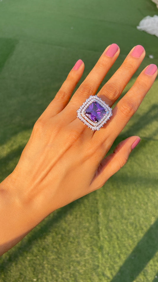 Coloured Drop cocktail Ring (Adjustable) 💙