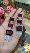 Ruby red chandelier cocktail earrings