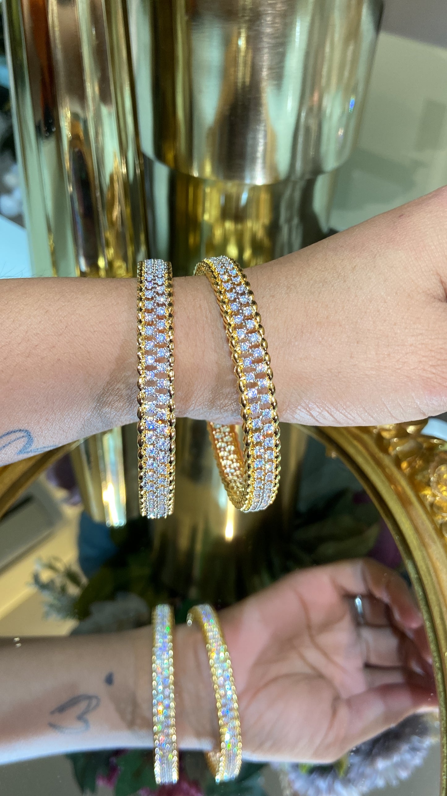 GOLD STAR DIAMOND BANGLES (WITHOUT LOCK)