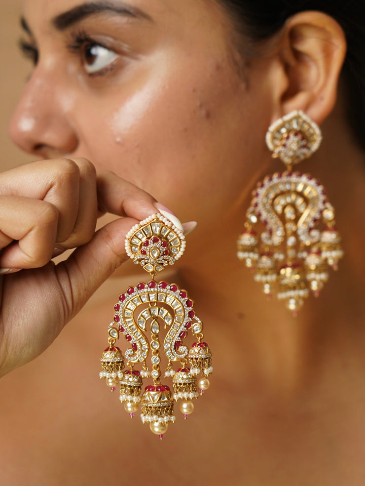 RAVYA LAYERED MOISSANITE POLKI JHUMKIS CHANDBALI