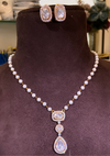 Pearl string Moissanite polki pendant chain earring set