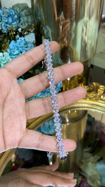 Flower designer tennis bracelet