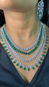 Emerald liner necklace set with earrings