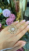 ROUND POLKI KUNDAN ADJUSTABLE RING