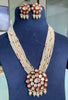 Festive Pearl beaded Kundan long necklace set