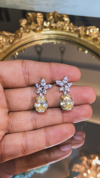 OVAL DROP COLOUR EARRING
