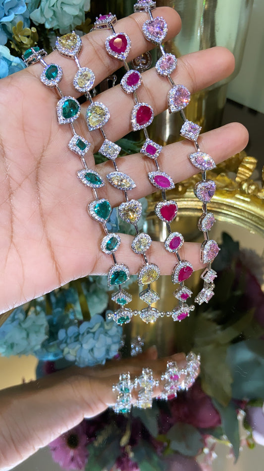Large classic Multishape Halo Tennis bracelet