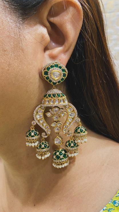 DHRITI LAYERED MOISSANITE POLKI JHUMKIS CHANDBALI