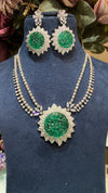 Round sunflower 100 CT emerald doublet necklace