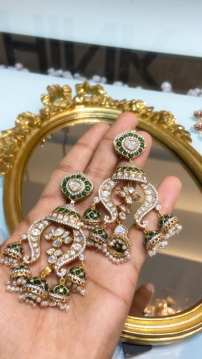 DHRITI LAYERED MOISSANITE POLKI JHUMKIS CHANDBALI