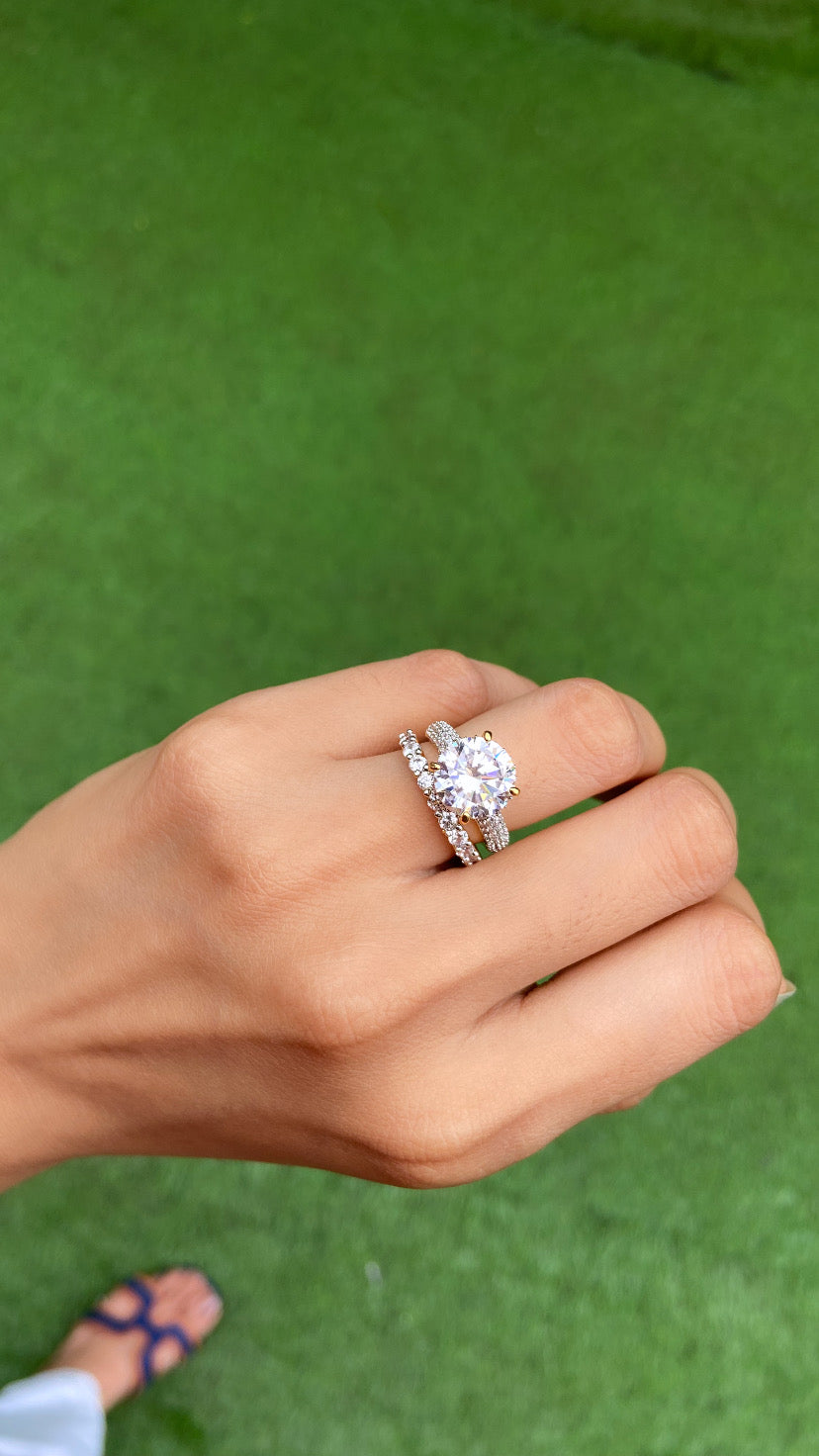 3ct round ring with support band (stackable)