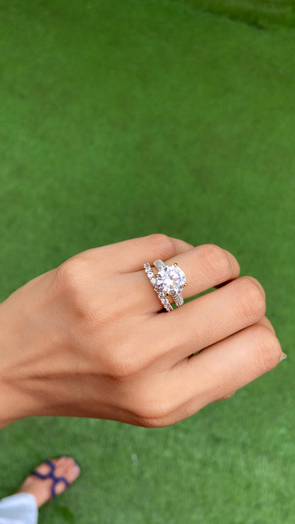 3ct round ring with support band (stackable)