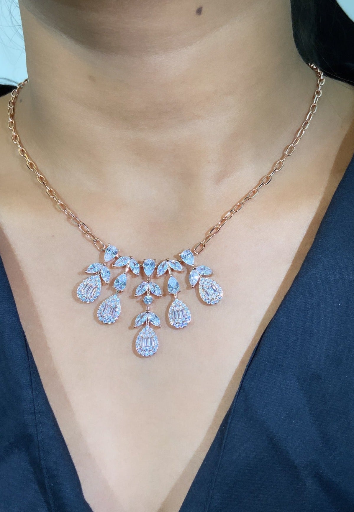 Cluster Drop Necklace + earring