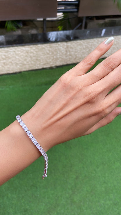 Dainty Asscher Cut tennis bracelet