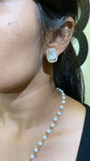 Pearl string Moissanite polki pendant chain earring set