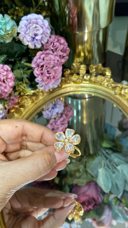 FLOWER POLKI ADJUSTABLE RING