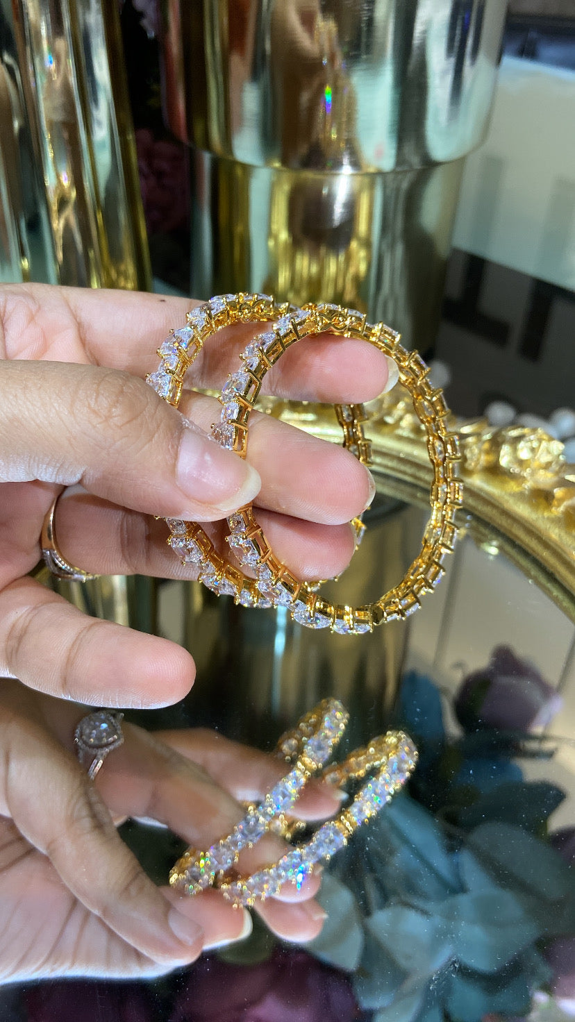 PRINCESS CUT DIAMOND BANGLES (OPENABLE) PAIR