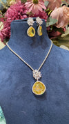 Festive Yellow Citrine long pendant style set