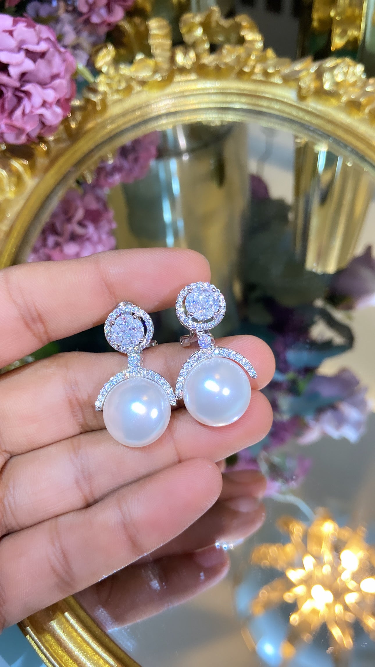 Pearl Half Moon Earrings