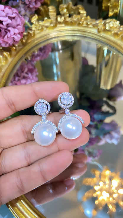 Pearl Half Moon Earrings