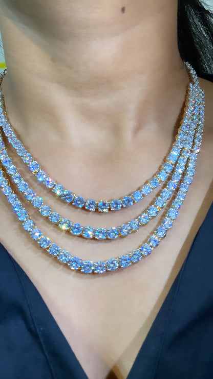 BLING STORY - 3 liner solitaire diamanté necklace set with earrings