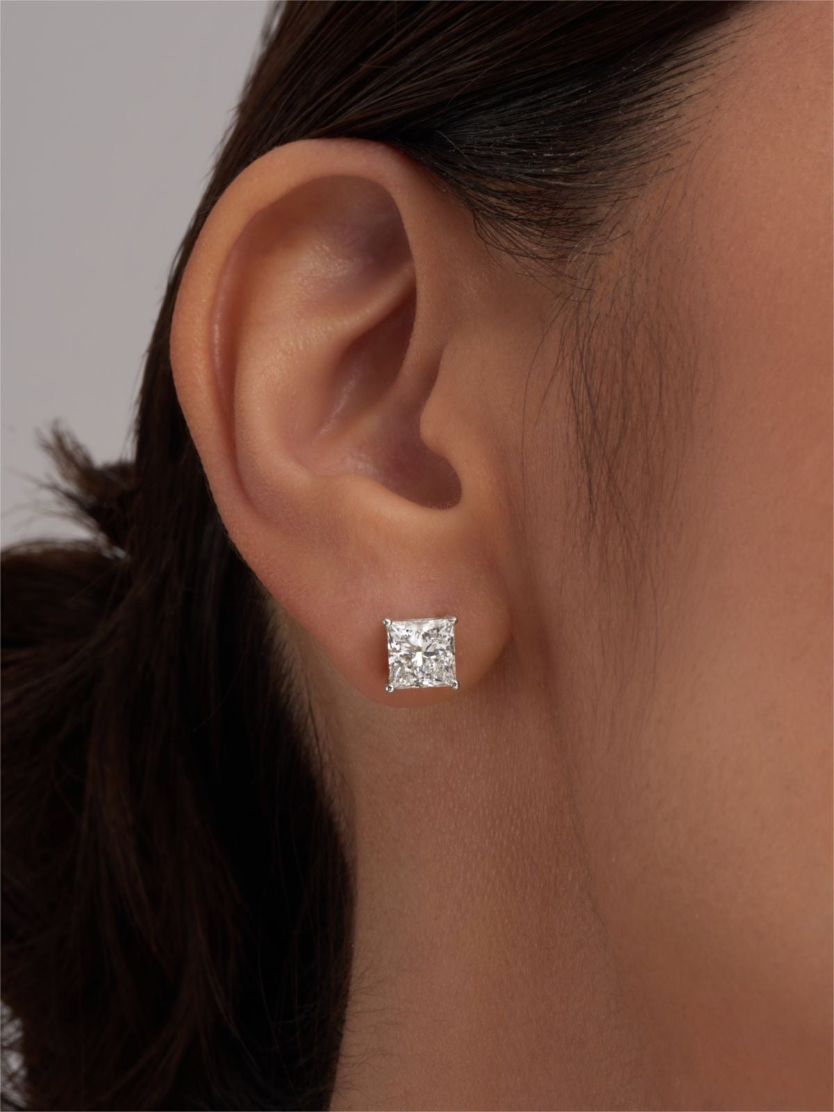 PRINCESS CUT SOLITAIRE EARRINGS