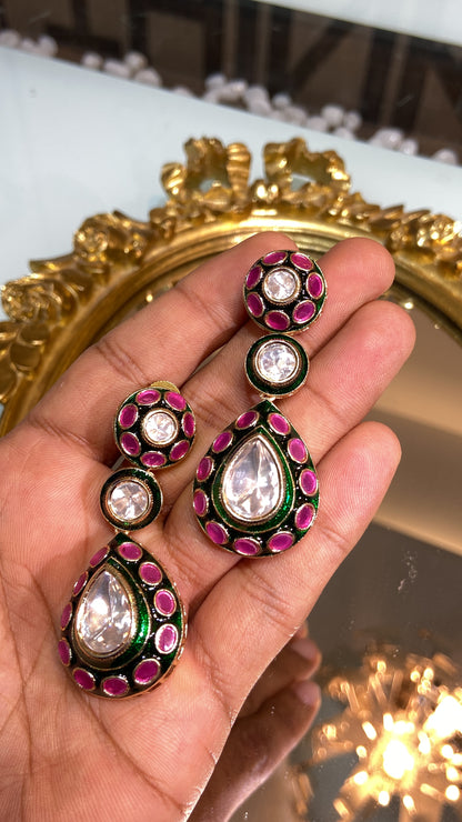 ANMOL MEENAKARI MOISSANITE POLKI EARRINGS