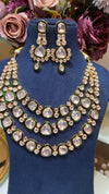 Festive 3 liner green enamel kundan set