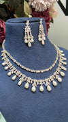 Cluster pearl drop necklace set