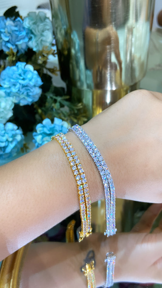 Double line solitaire tennis bracelet