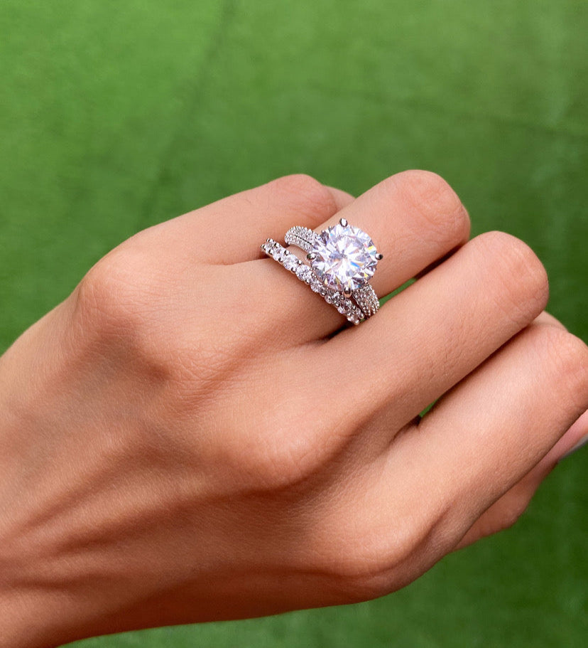 3ct round ring with support band (stackable)