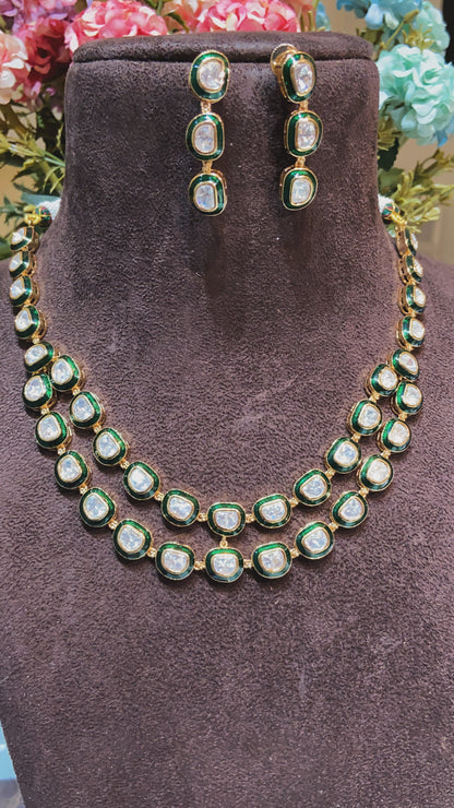 DOUBLE LINE MEENAKARI NECKLACE SET