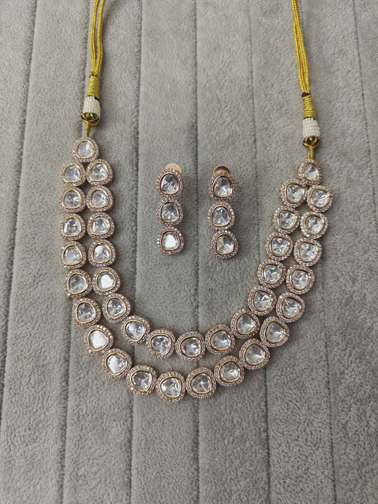 2 Liner classic Moissanite polki set