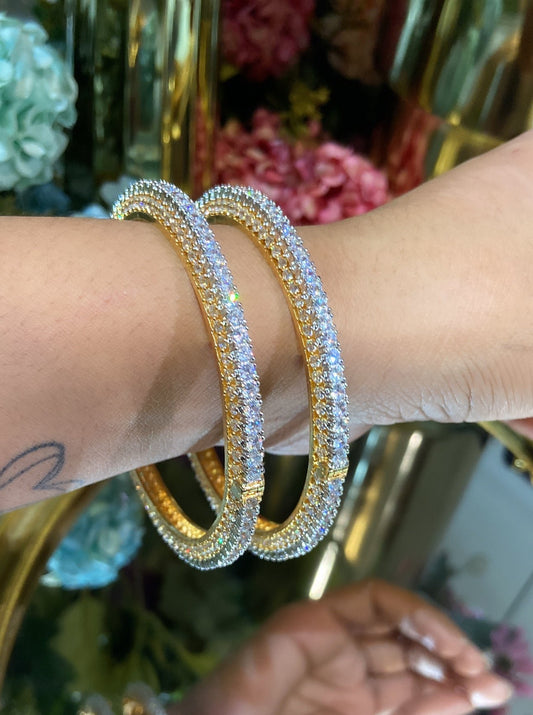 Designer openable Solitaire Bangles - PAIR (10 cents each diamond)