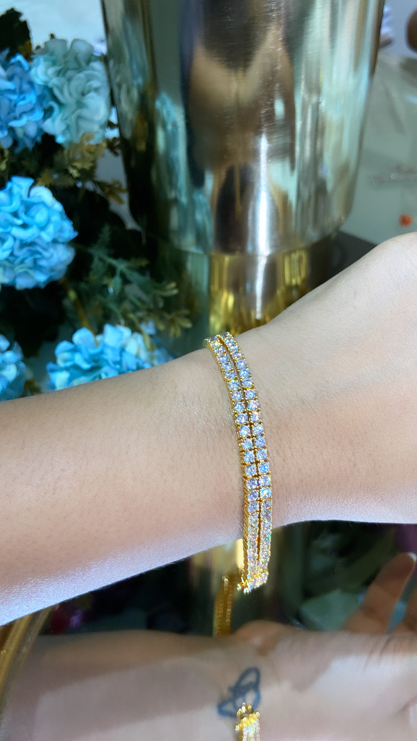 Double line solitaire tennis bracelet