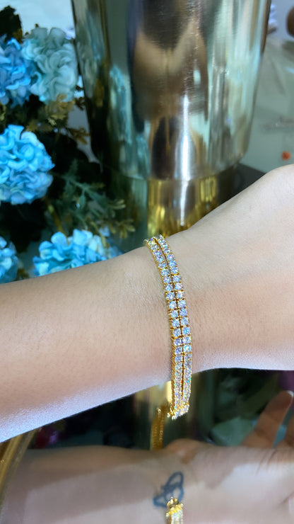 Double line solitaire tennis bracelet