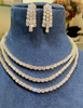 BLING STORY - 3 liner solitaire diamanté necklace set with earrings