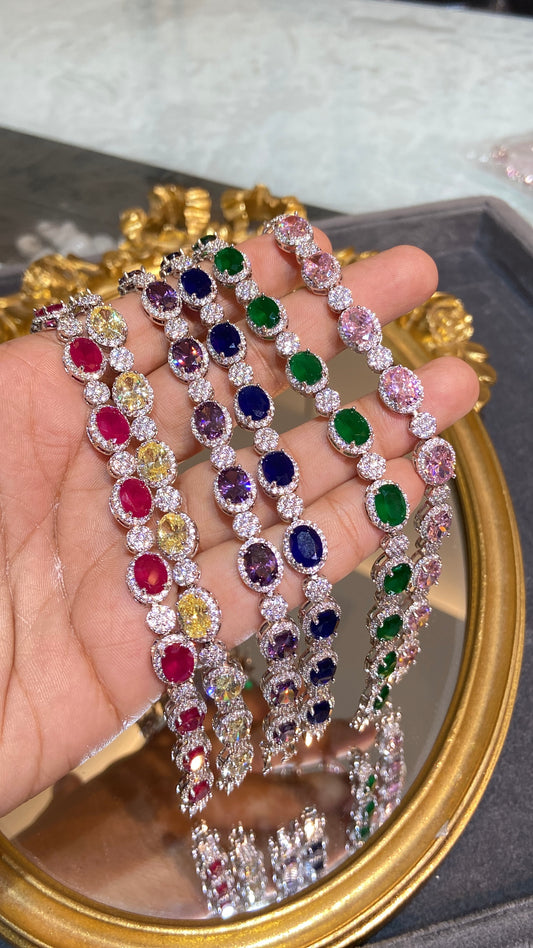 Oval Halo Tennis Bracelet