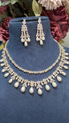 Cluster pearl drop necklace set