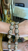 Green enamel Polki bangles (openable) pair