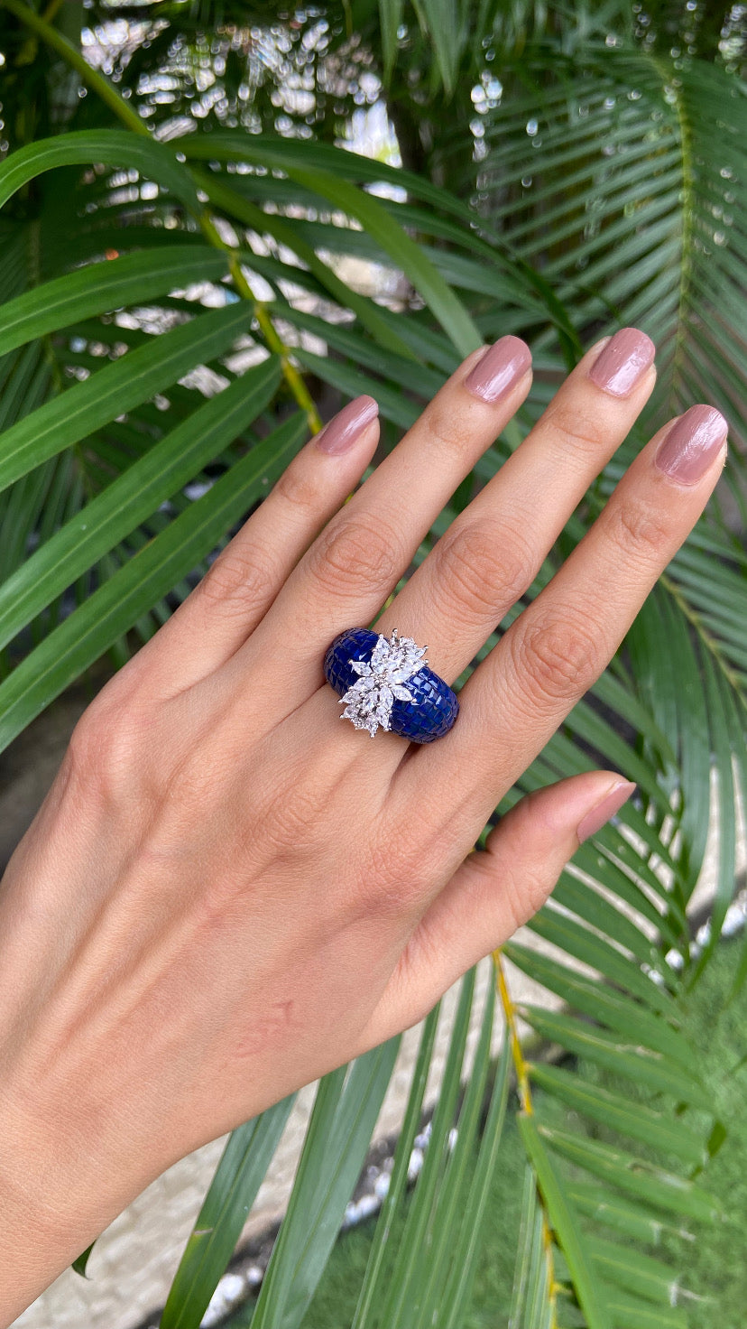Invisible setting marquise colour rings (Adjustable) 🩶