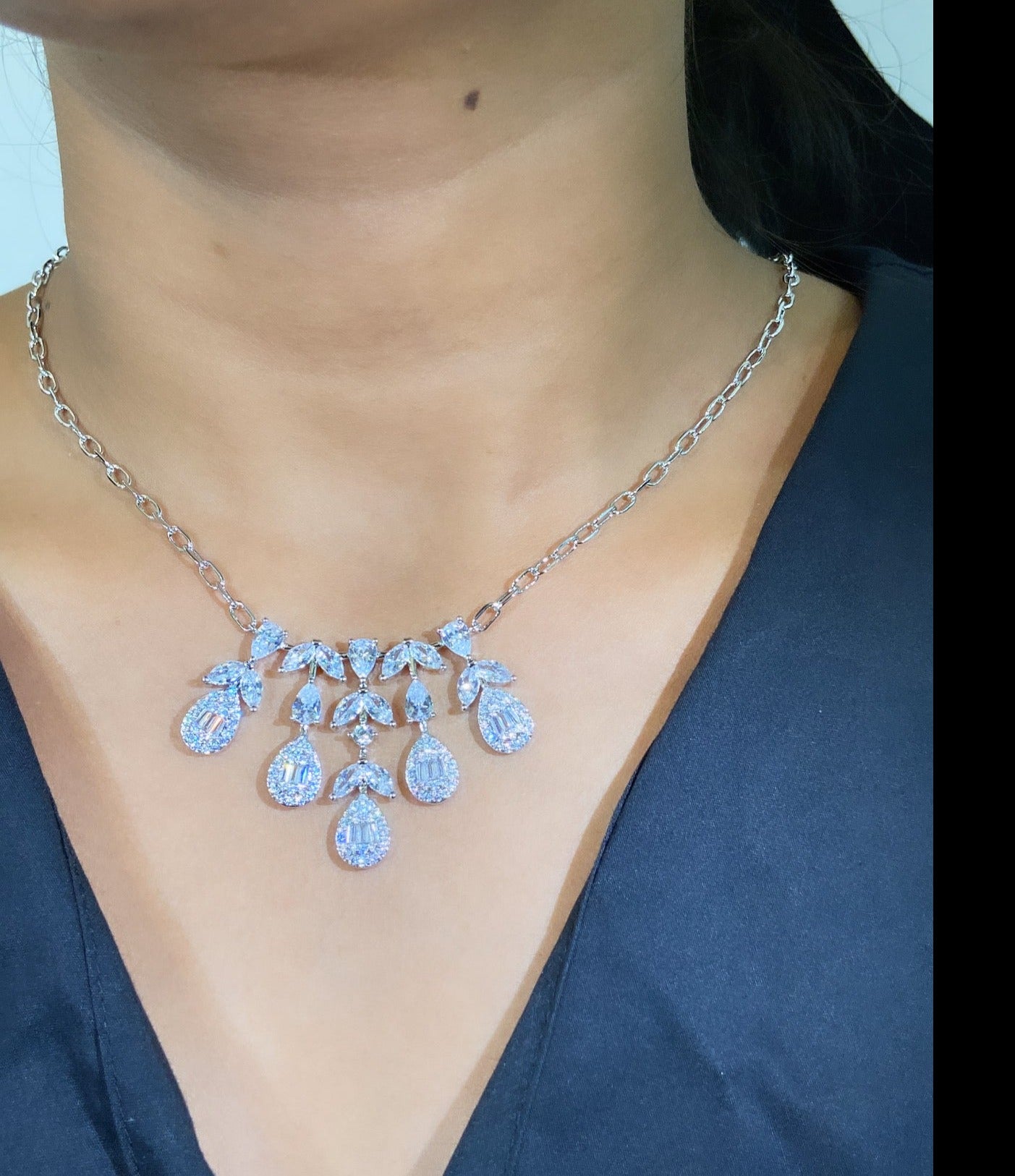 Cluster Drop Necklace + earring