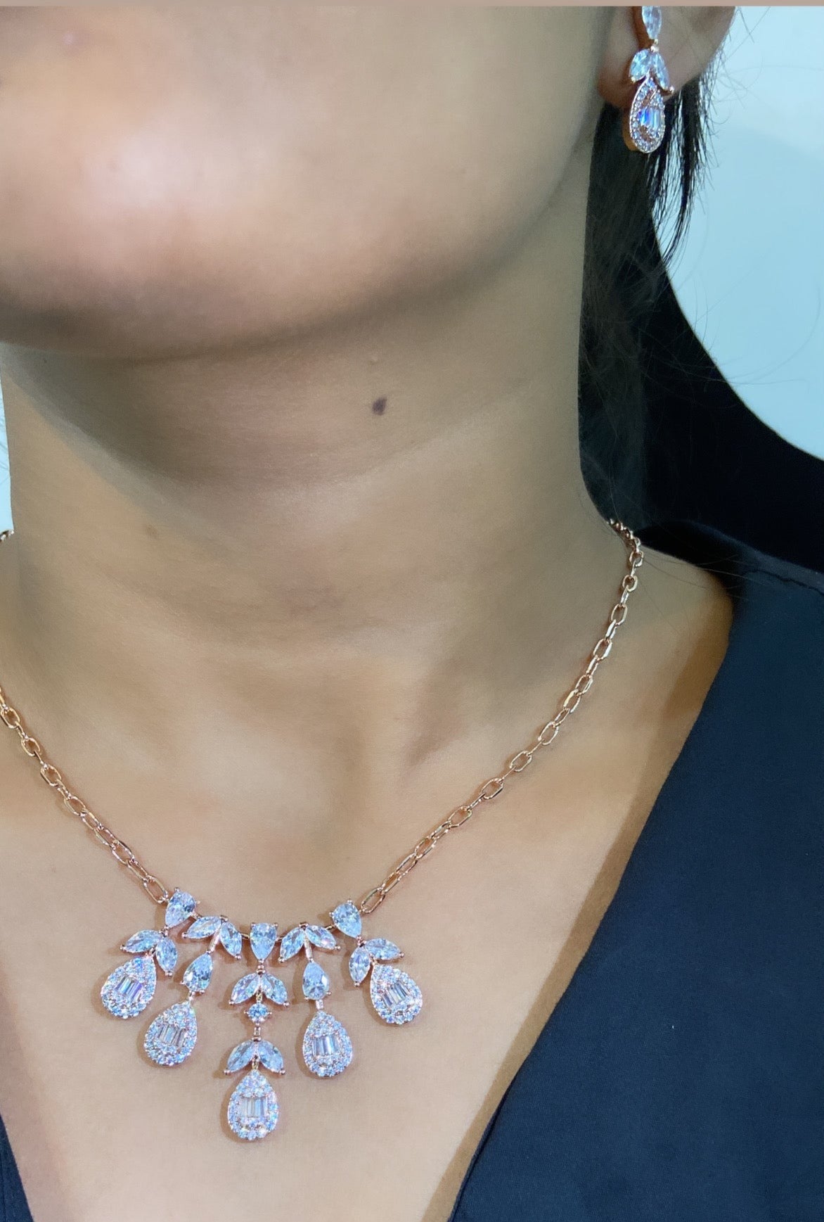 Cluster Drop Necklace + earring
