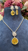 Festive Yellow Citrine long pendant style set