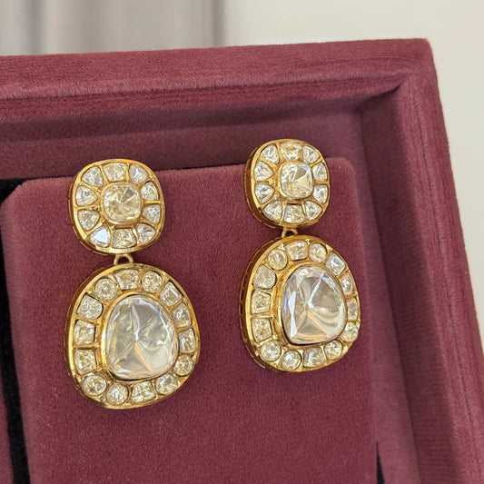 Aadhya Two-Tier moissanite polki earring
