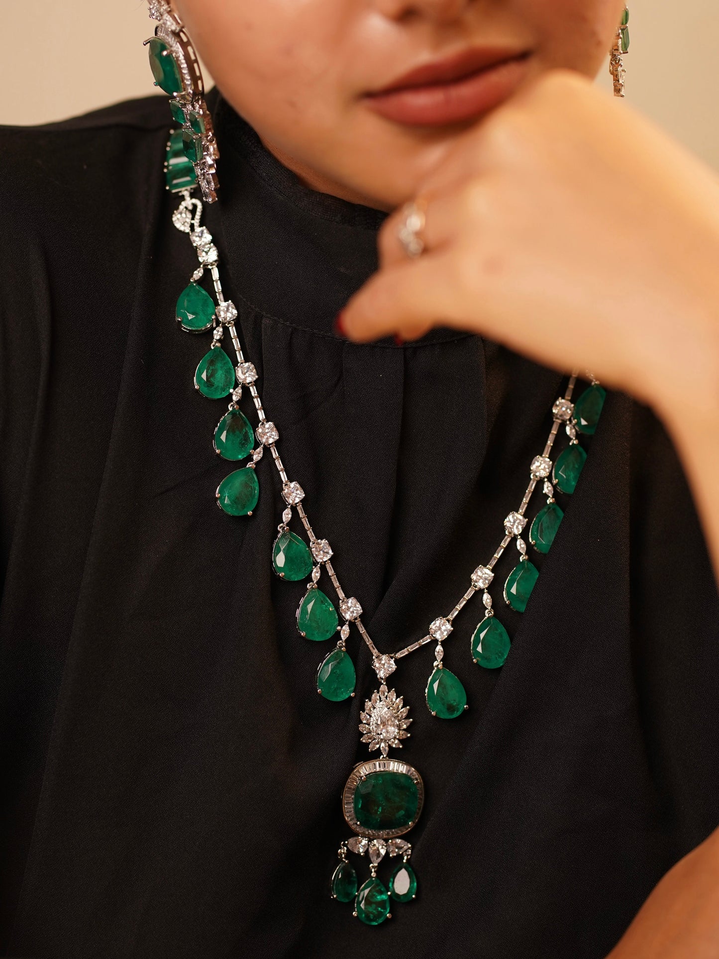 EMILY DOUBLET DIAMOND DROP SET