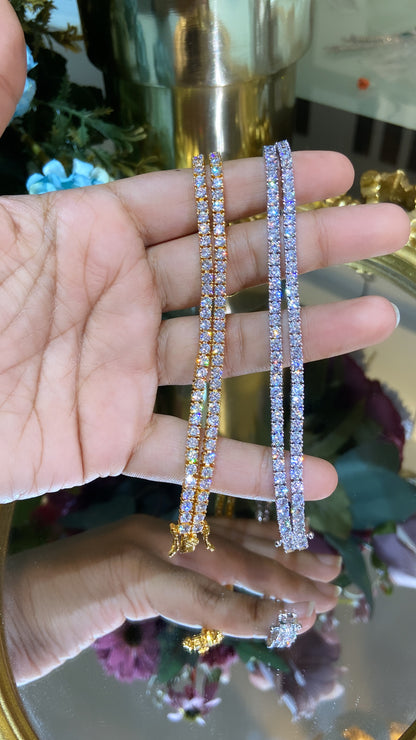 Double line solitaire tennis bracelet
