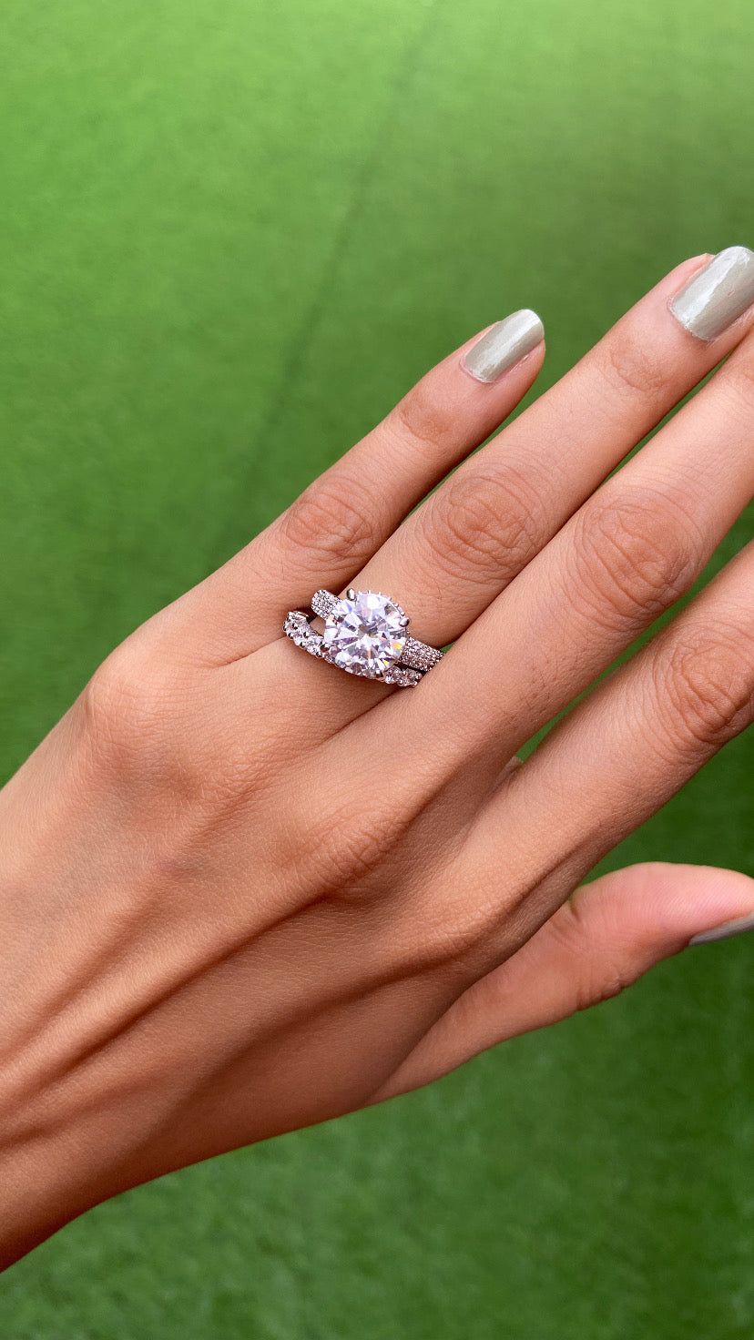 3ct round ring with support band (stackable)